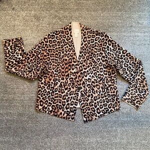 Chico's Cotton/Spandex Leopard Pattern Blazer Size 2 (M)